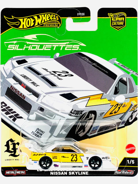 LB-ER34 Super Silhouette Nissan Skyline (White & Yellow) Hot Wheels Premium
